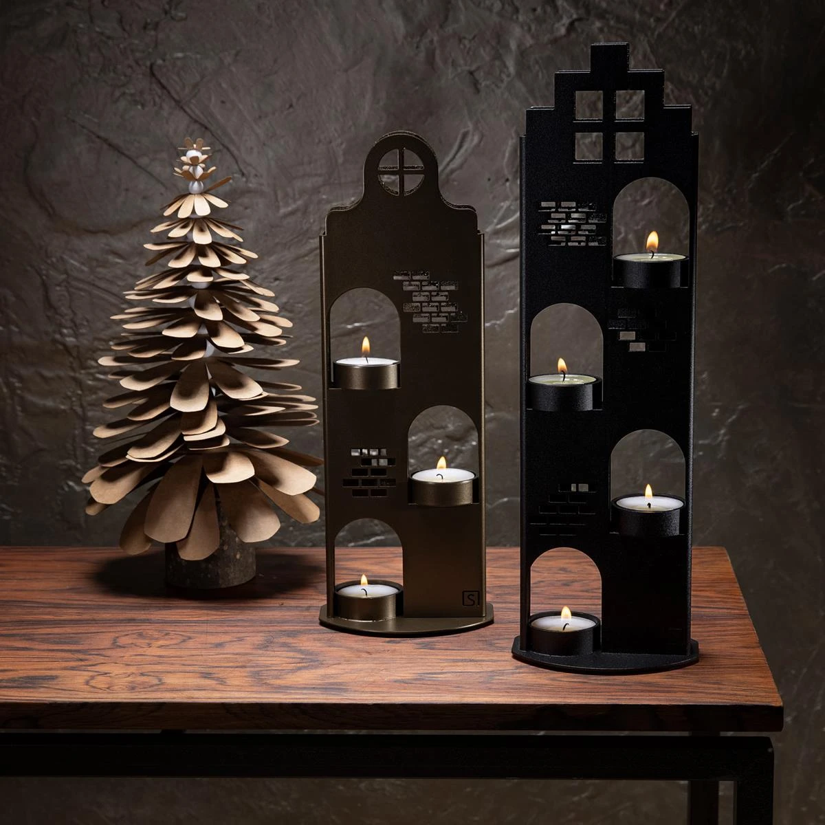 Steellish Grachtenpand Theelichthouder Large Zwart 4 Steellish Grachtenpand Theelichthouder Large Zwart - Afbeelding 2