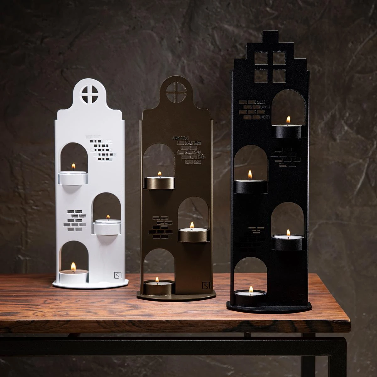 Steellish Grachtenpand Theelichthouder Large Zwart 6 Steellish Grachtenpand Theelichthouder Large Zwart - Afbeelding 4