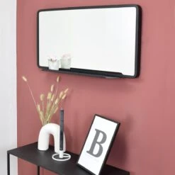 LOFT42 Industry Spiegel Rechthoek Met Planchet - Metaal - Mat Zwart -Huisdecoratie 10420000