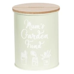 Clayre & Eef Spaarpot Ø 12x14 Cm Groen Hout Metaal Rond Leuke