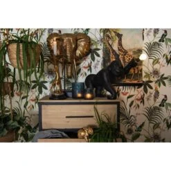 Clayre & Eef Theelichthouder Ø 10x12 Cm Blauw Glas Rond -Huisdecoratie 10558160