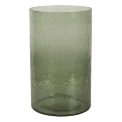 Clayre & Eef Windlicht Ø 15x25 Cm Groen Glas Rond Kaarsenhouder