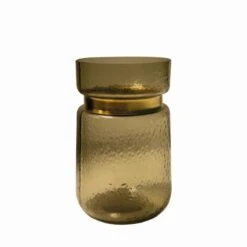 PTMD Quilio Vaas - 12 X 12 X 20 Cm - Glas - Bruin
