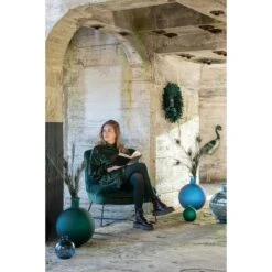 J-Line Vaas Bal Glas Mat Groen Small -Huisdecoratie 10839709