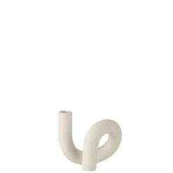 J-Line Kaarsenhouder Torsie 1 Candle Keramiek Wit