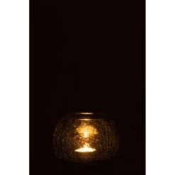 J-Line Windlicht Bol Craquele Glas Parel Effect Groen Small -Huisdecoratie 10845200