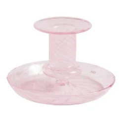HAY Flare Stripe Kandelaar - Roze/Wit