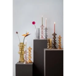 Present Time - Kandelaar Totem - Roze - 16x16x41cm -Huisdecoratie 9487293