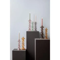 Present Time - Kandelaar Totem - Roze - 16x16x41cm -Huisdecoratie 9487295