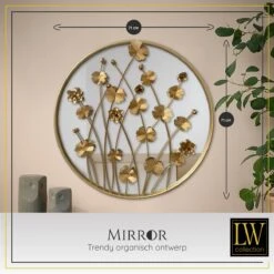 LW Collection Wandspiegel 71x71cm Rond Goud -Huisdecoratie 9865349