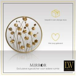 LW Collection Wandspiegel 71x71cm Rond Goud -Huisdecoratie 9865355