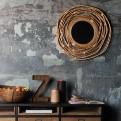 Dutchbone Kubu Spiegel - Ø 75 Cm -Huisdecoratie 9961937